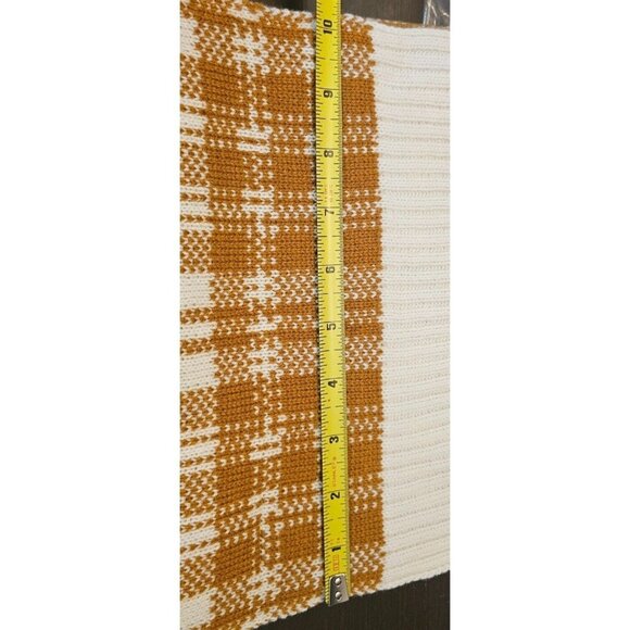 NWT Timberland Scarf OS Warm & Stylish Accessory Cream & Butterscotch Plaid Knit - Picture 3 of 8
